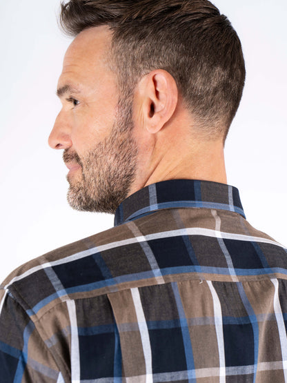 Rome Long Sleeve Check Pattern Shirt - Dark Navy
