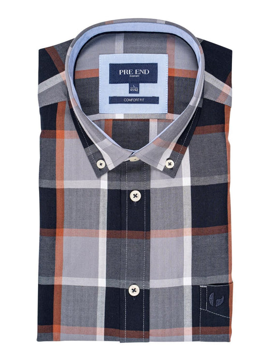 Rome Long Sleeve Check Pattern Shirt - Steel Grey