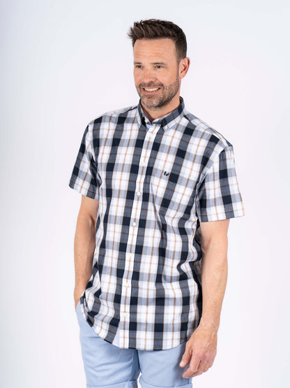 Rome Short Sleeve Check Shirt - Blue