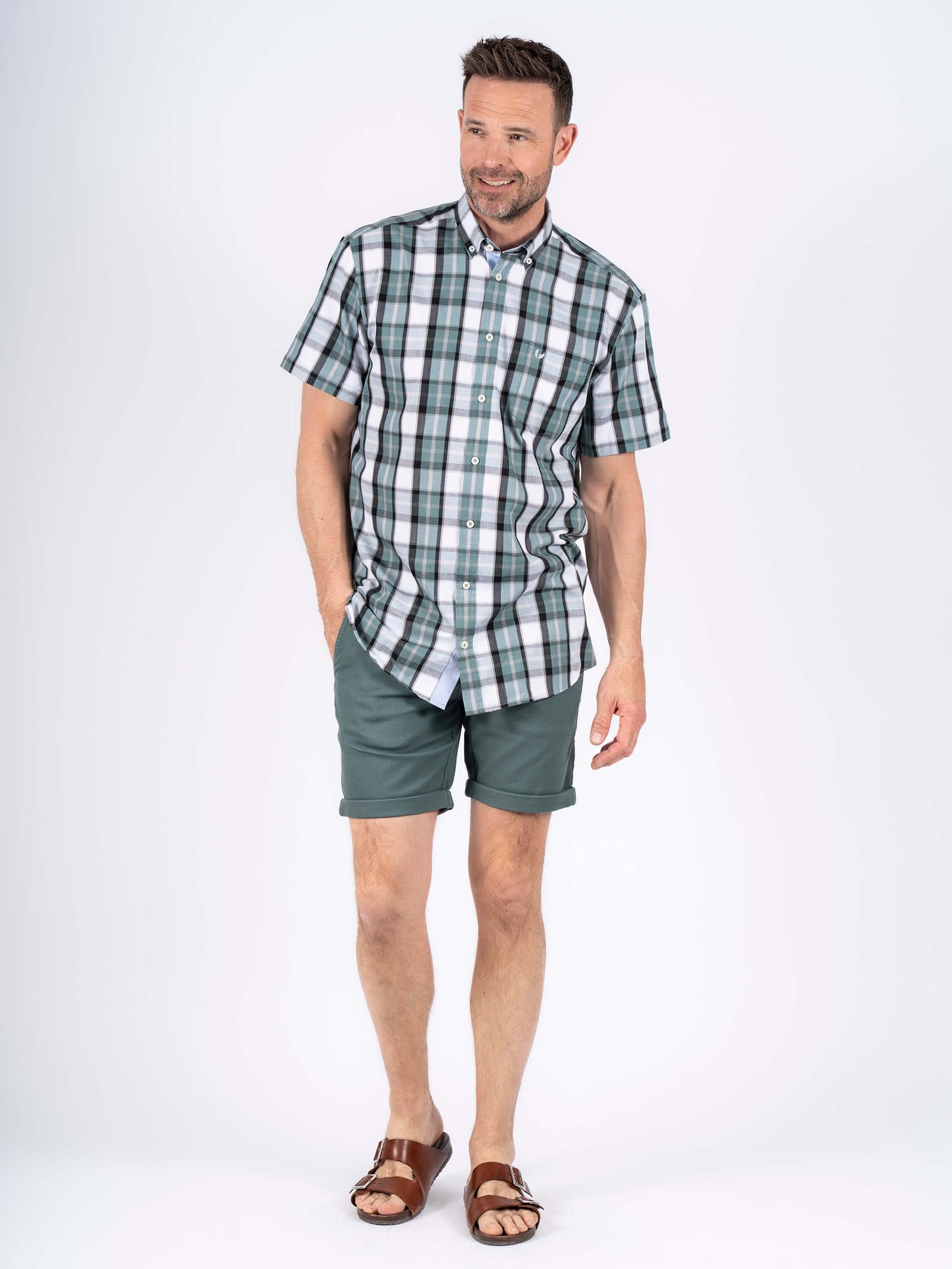 Rome Short Sleeve Check Shirt - Green