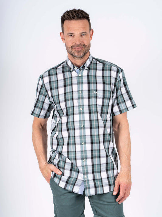 Rome Short Sleeve Check Shirt - Green