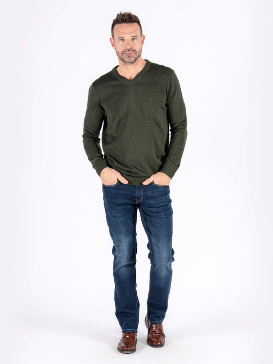 Malcom V Neck Knitwear - North Atlantic Melange
