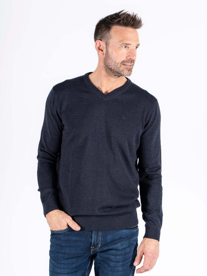 Malcom V Neck Knitwear - Navy Dark Sapphire