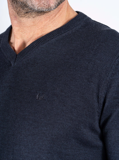 Malcom V Neck Knitwear - Navy Dark Sapphire