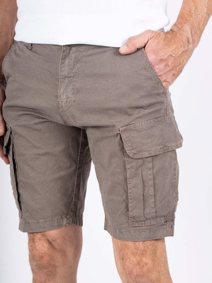 Allan Pattern Cargo Bermuda Shorts - Stone