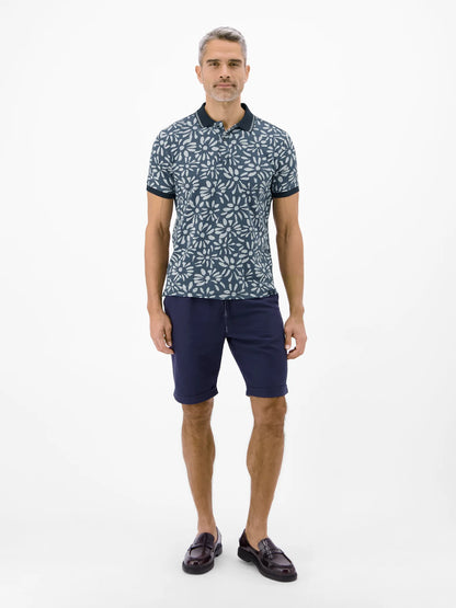 Floral Print Polo Shirt - Classic Navy Lerros