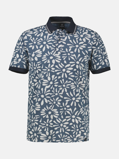 Floral Print Polo Shirt - Classic Navy Lerros