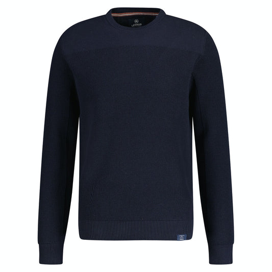 Navy Crew neck Structure Sweater