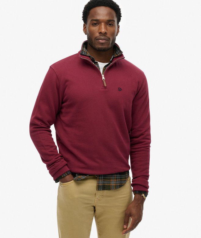 Preppy Half Zip Jumper - Port Red