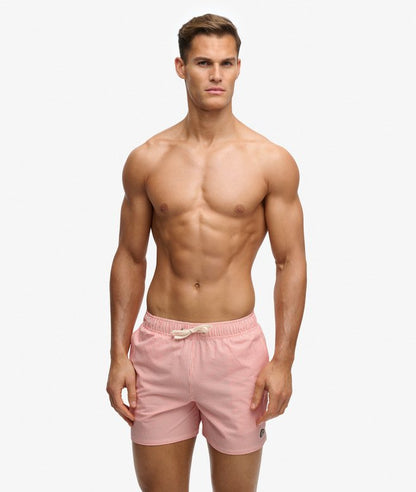 Seer Sucker 15-inch Swim Shorts - Coral & White