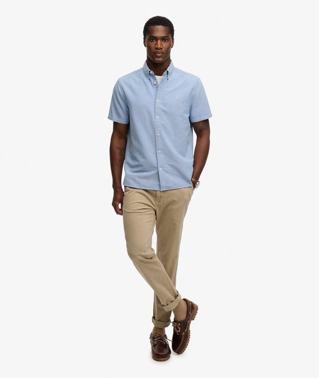 Preppy Oxford Short Sleeve Shirt - Sky Blue