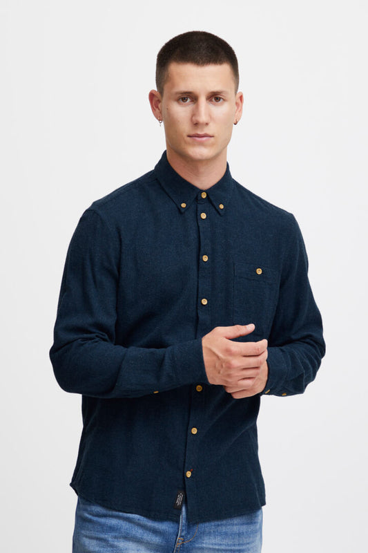 Navy Buttoned Collar Shirt