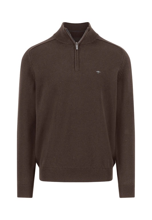 Troyer-Zip, supersoft Knit - Earth