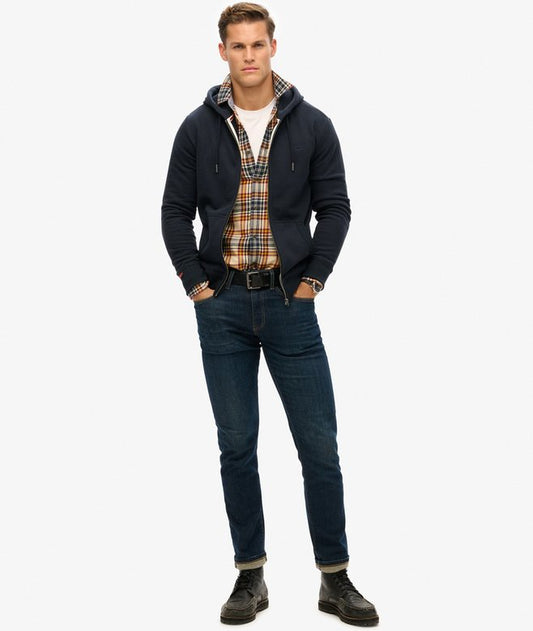 Essential Logo Half Brushed Zip Hoodie - Eclipse Navy