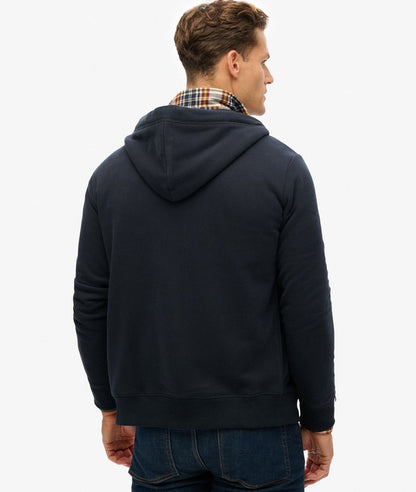 Essential Logo Half Brushed Zip Hoodie - Eclipse Navy