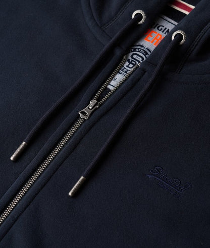 Essential Logo Half Brushed Zip Hoodie - Eclipse Navy