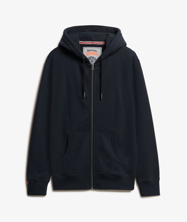 Essential Logo Half Brushed Zip Hoodie - Eclipse Navy