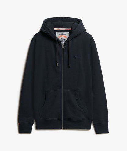 Essential Logo Half Brushed Zip Hoodie - Eclipse Navy