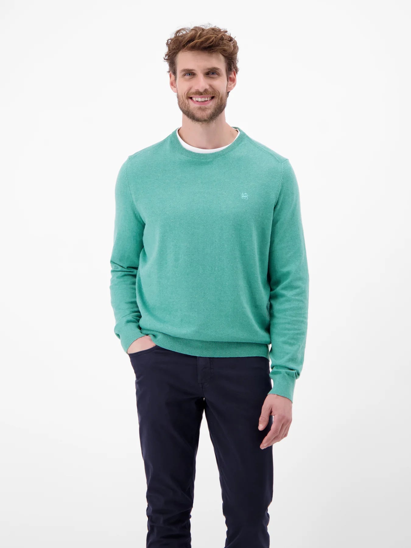Lerros Mens Basic Knitted Sweater - Fjord Blue