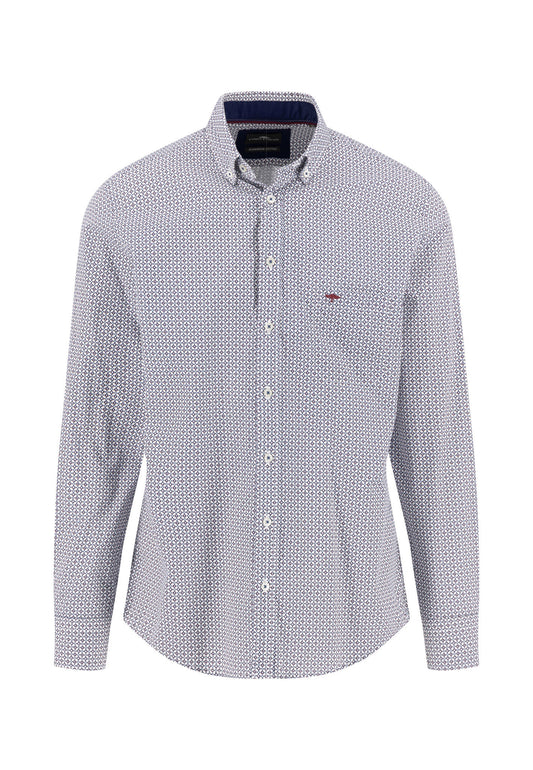 Geometric Print B.D Shirt - Deep Merlot