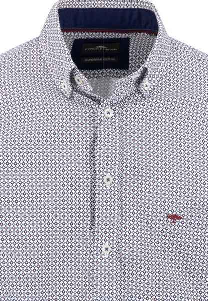 Geometric Print B.D Shirt - Deep Merlot