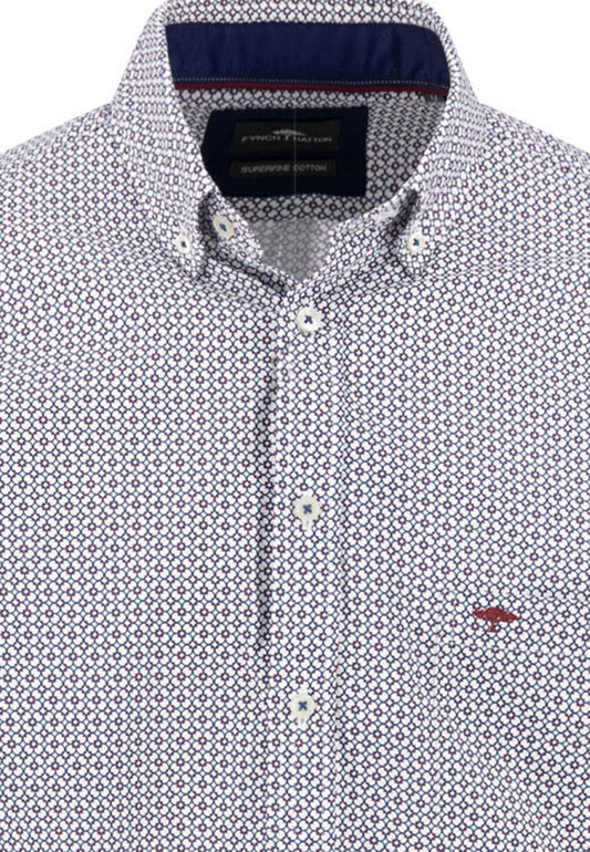 Geometric Print B.D Shirt - Deep Merlot