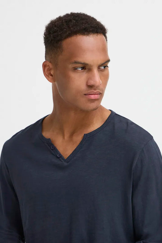 BH Ivalde Split Neck L/S Tee - Salute Blue