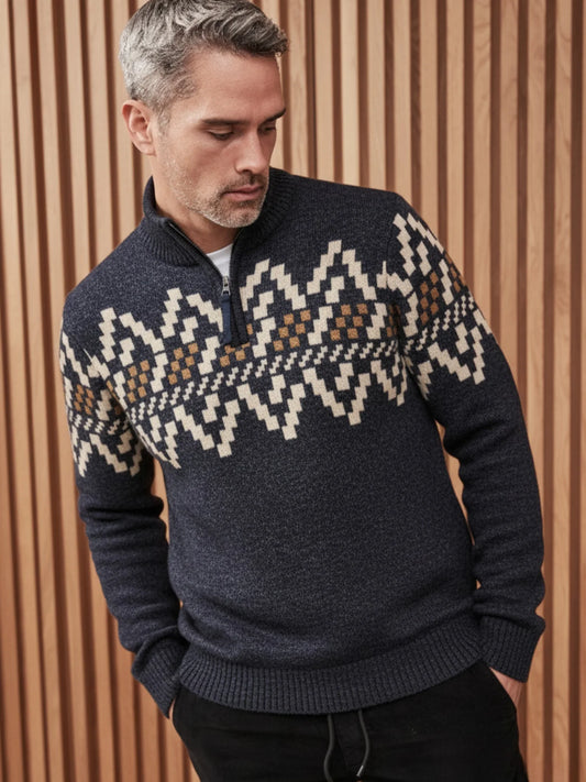 Mens Norwegian patterned sweatshirt - Classic Navy