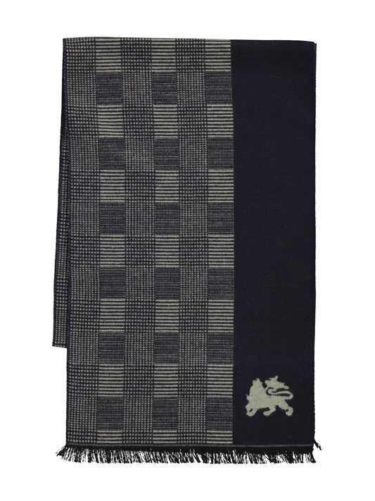 Lerros Check Scarf - Bleached Olive