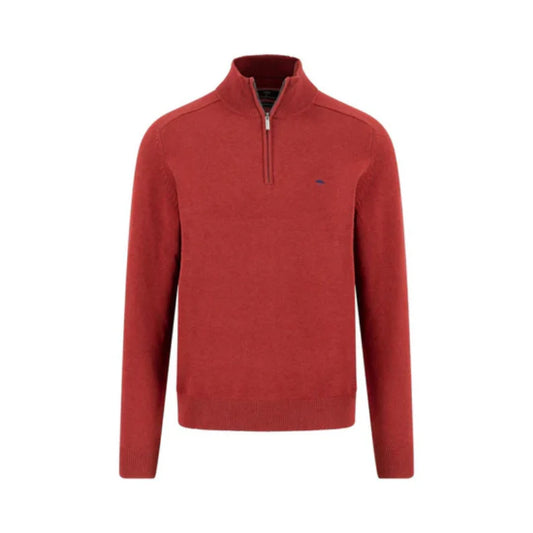Troyer-Zip, supersoft Knit - Garnet Red