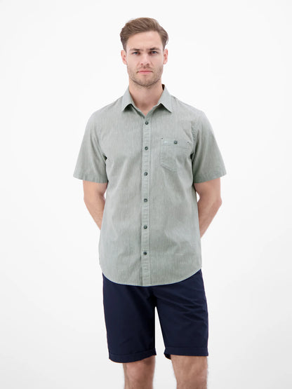 Lerros Cotton & Linen Blend SS Shirt - Storm Grey