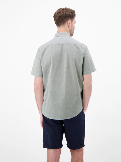 Lerros Cotton & Linen Blend SS Shirt - Storm Grey