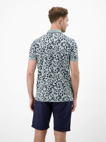 Floral Polo Shirt - Storm Grey Lerros