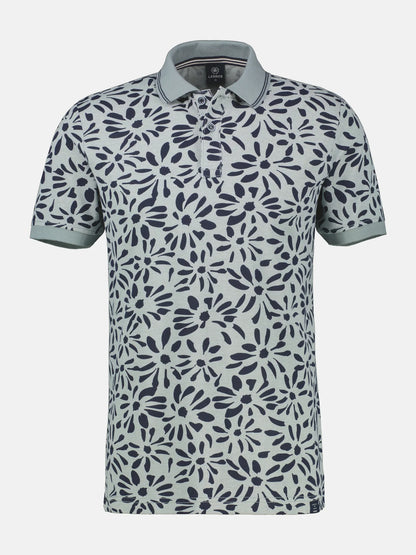 Floral Polo Shirt - Storm Grey Lerros
