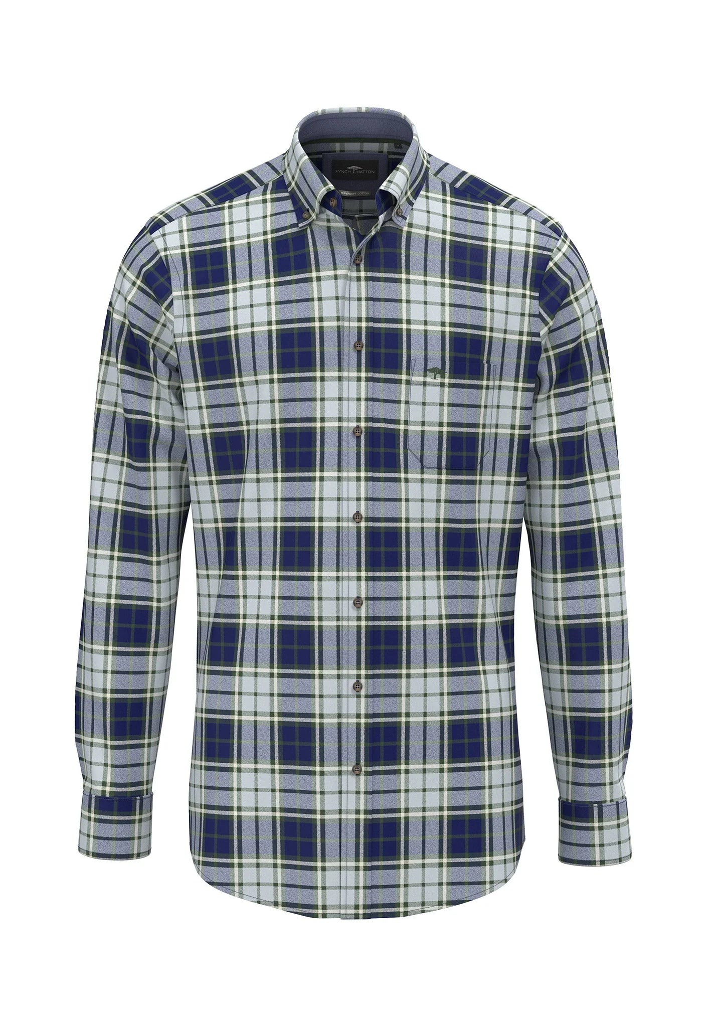 Brushed Twill Checked B.D Shirt - Dark Leaf