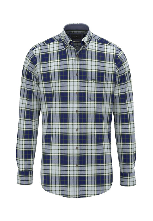 Brushed Twill Checked B.D Shirt - Dark Leaf