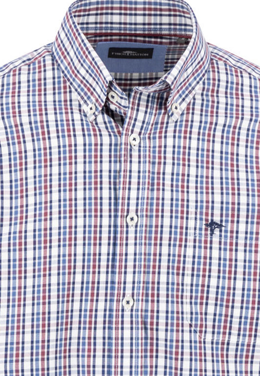 Seasonal Combi Check Long Sleeve Shirt - Deep Merlot