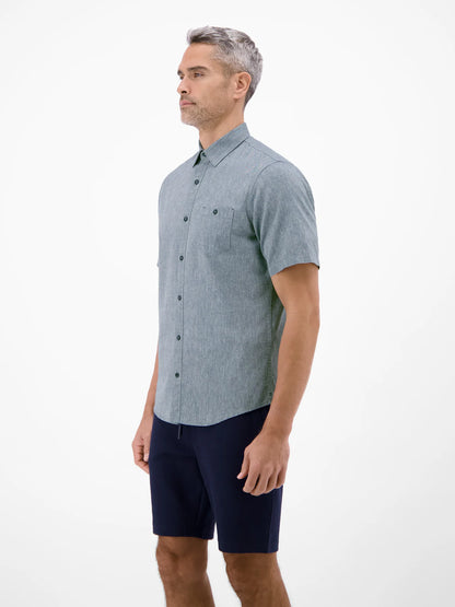 Lerros Cotton & Linen Blend SS Shirt - True Blue