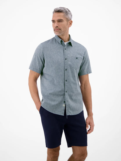Lerros Cotton & Linen Blend SS Shirt - True Blue