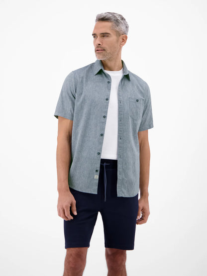 Lerros Cotton & Linen Blend SS Shirt - True Blue