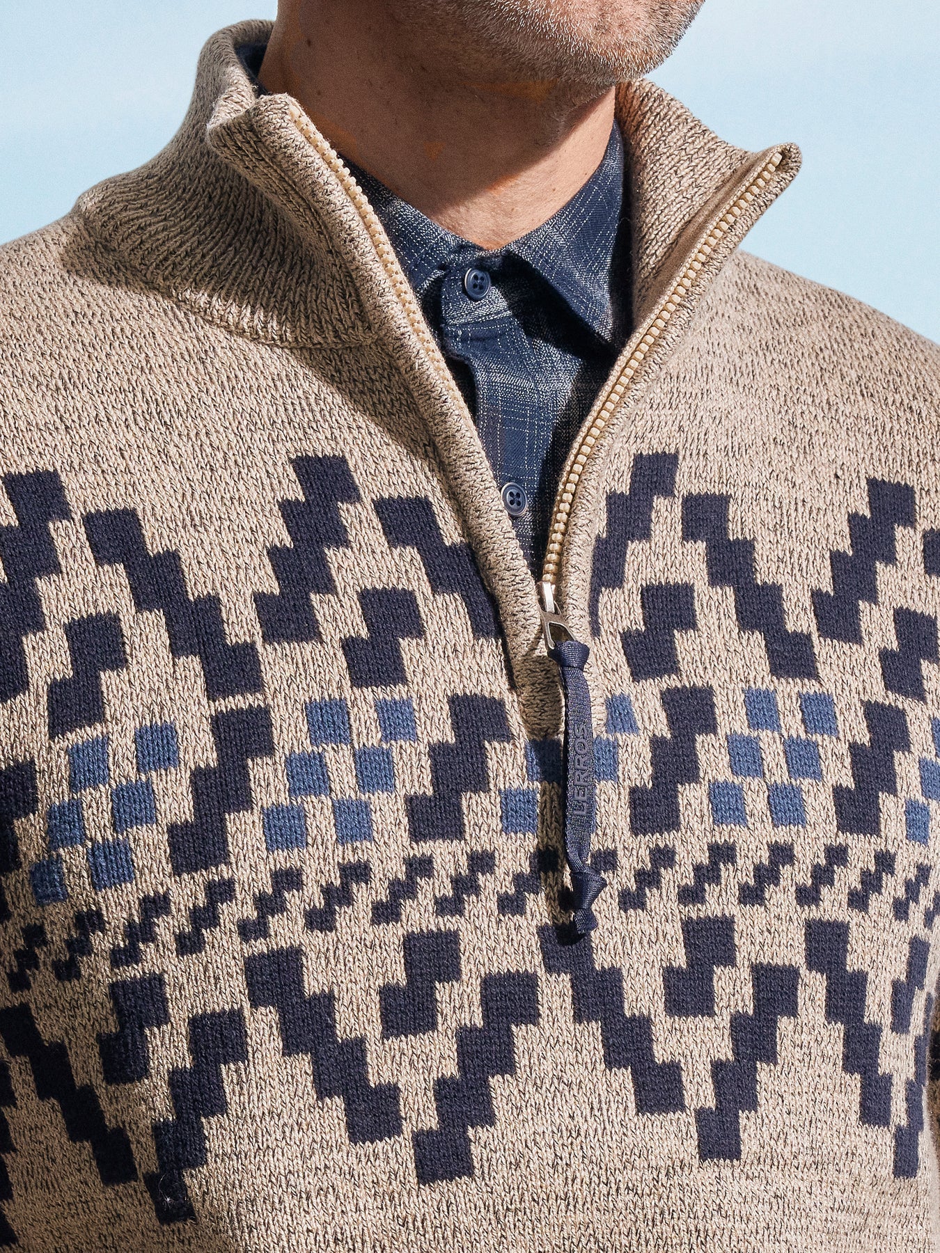 Mens Norwegian patterned sweatshirt - Tender beige