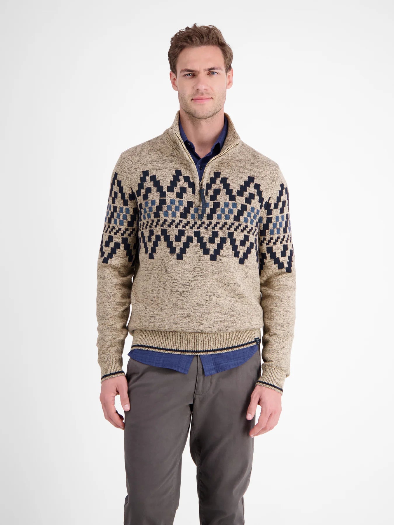 Mens Norwegian patterned sweatshirt - Tender beige
