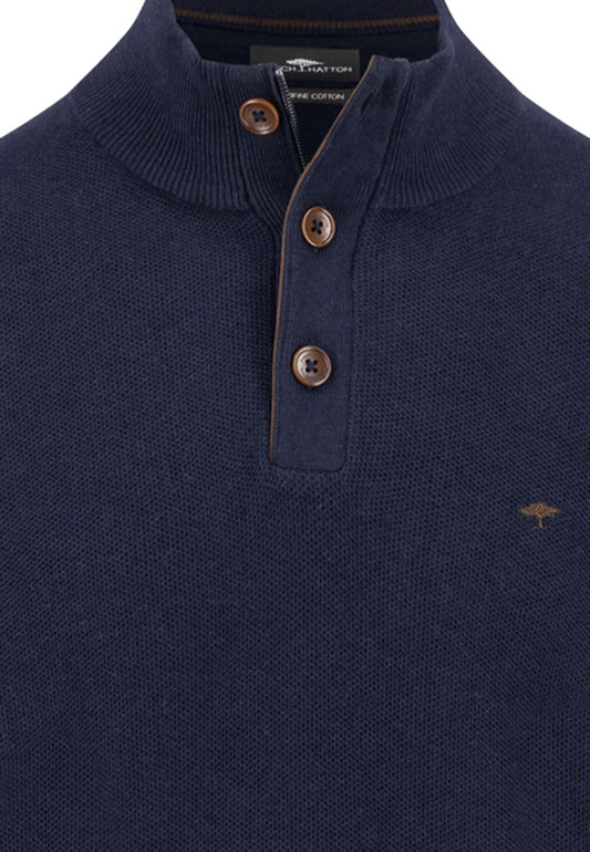 Troyer Button Knit - Navy