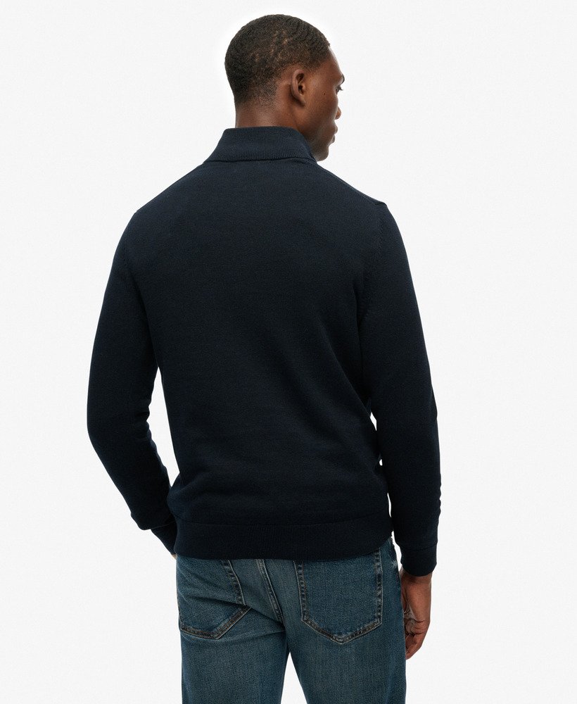 Essentials Cotton Half Zip Navy