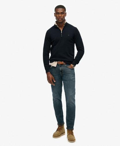 Essentials Cotton Half Zip Navy