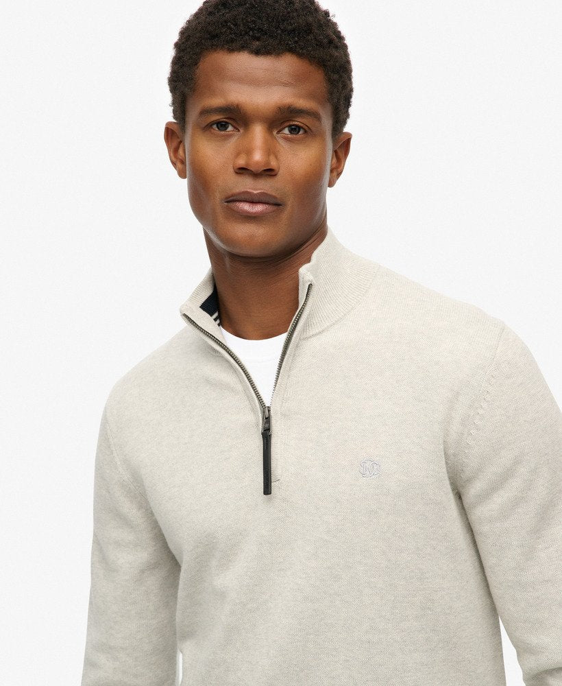 Essentials Cotton Half Zip Lightning Grey