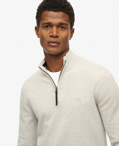 Essentials Cotton Half Zip Lightning Grey