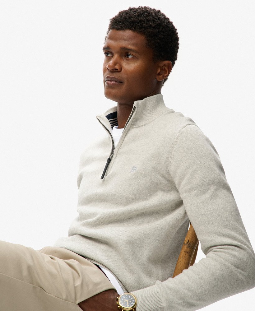 Essentials Cotton Half Zip Lightning Grey