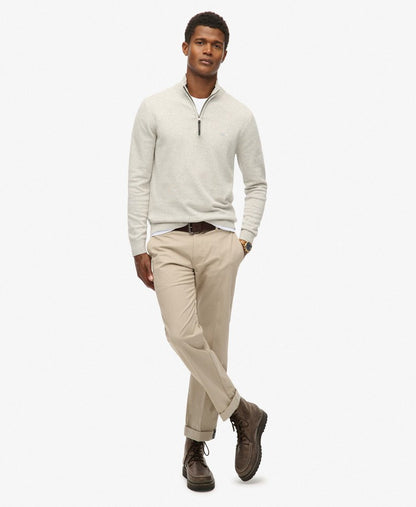 Essentials Cotton Half Zip Lightning Grey
