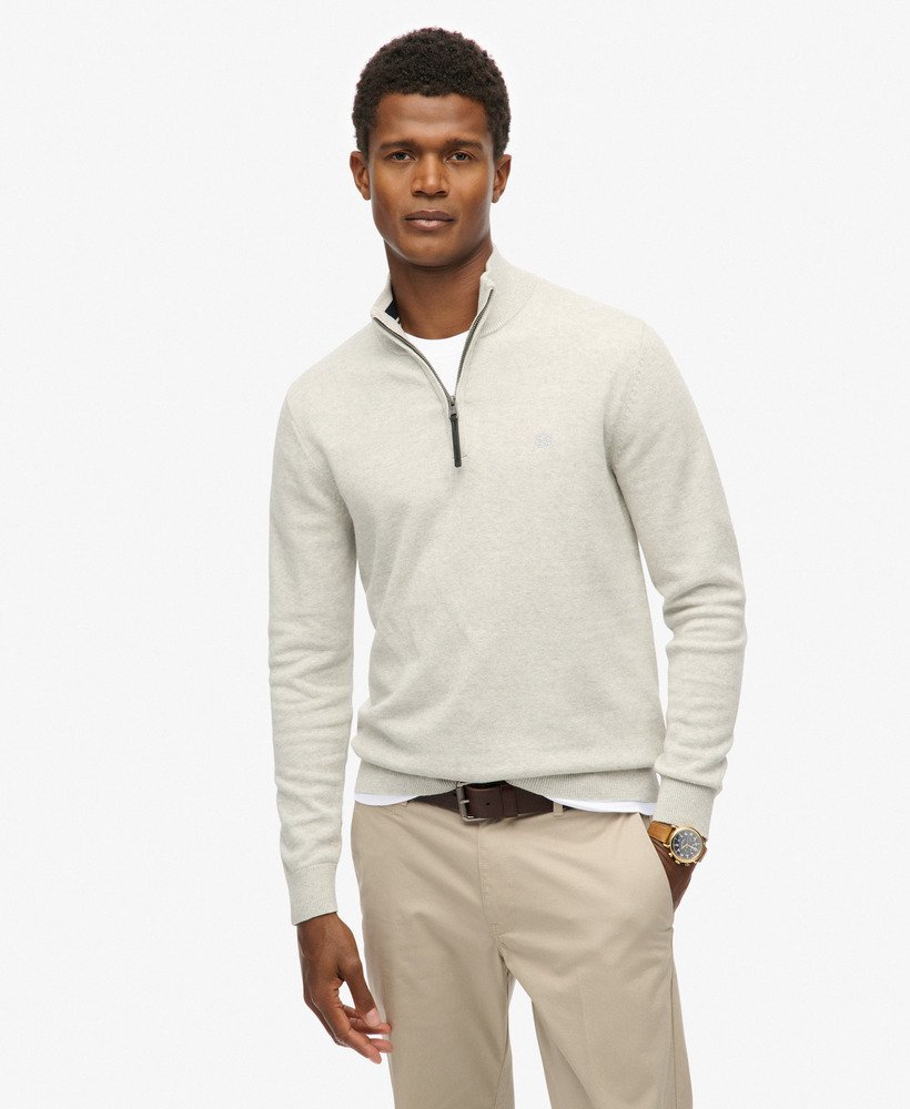 Essentials Cotton Half Zip Lightning Grey